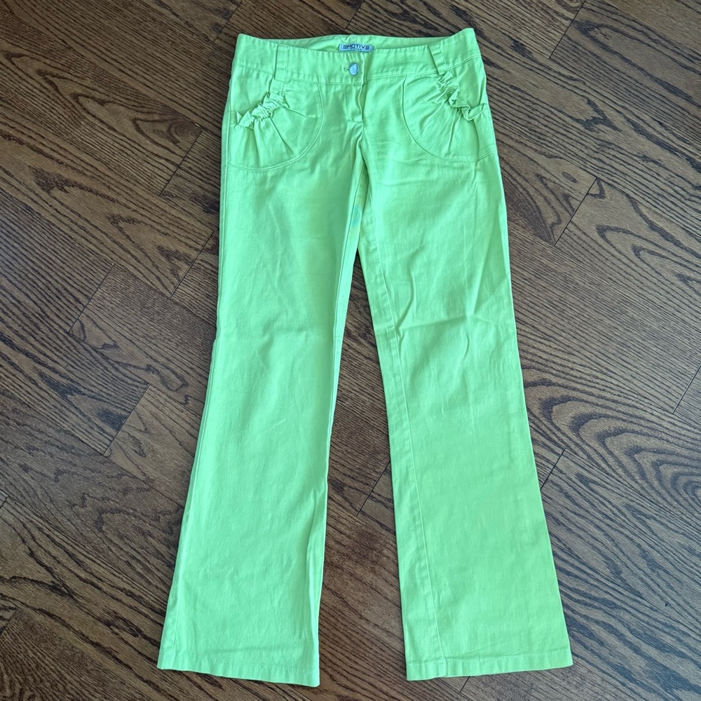 Vibrant Green Boot Cut Pants